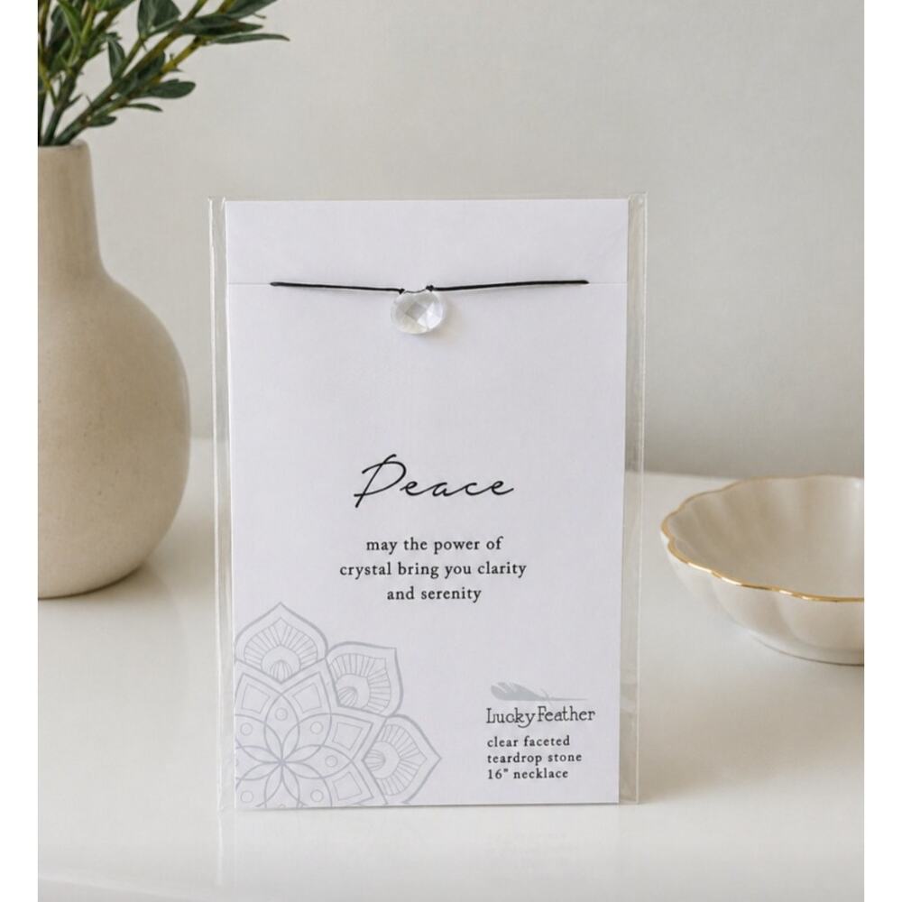 🌴 Pick 3 For $15 Lucky Feather Peace Clear Faceted Tear Drop Necklace New